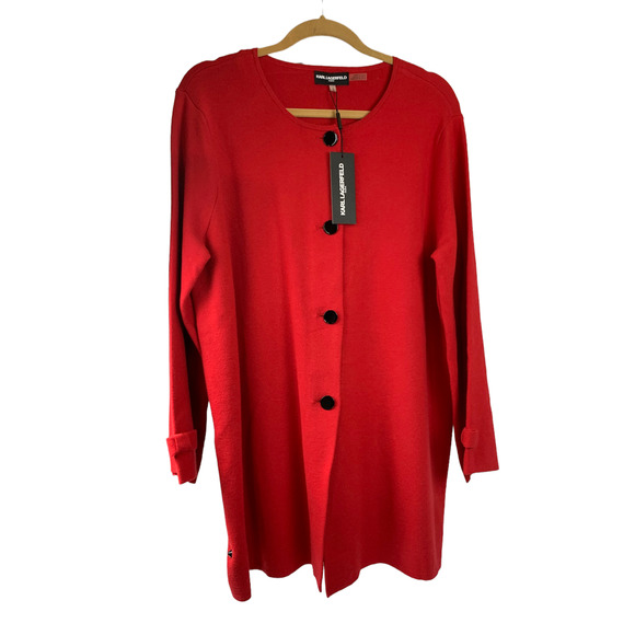 Karl Lagerfeld Sweaters - Karl Lagerfeld Paris NWT Red Cardigan Sweater Tunic Size LGG